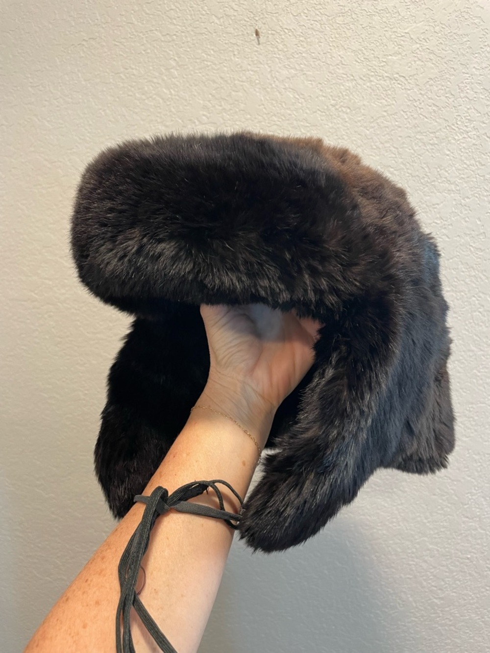 Vintage Real Fur Russian Style Hat Dark Brown Trapper Ushanka Winter Fur Hat